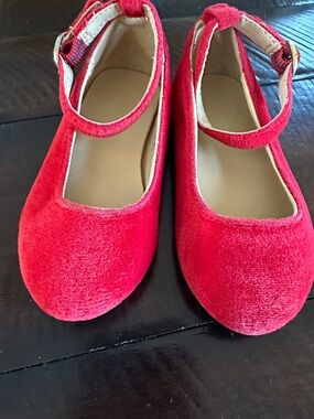 Janie and Jack Red Velvet Mary Jane Shoes with Ankle Strap